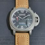 Higher Quality Panerai Replica Watch - SS Titanium Grey Case Brown Leather Strap 44mm